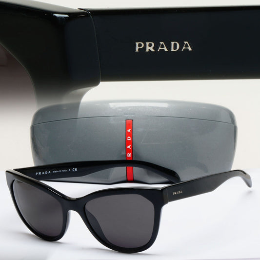 Prada Sunglasses 2015 Black Cat Eye Square PR15VS SPR 15V 1AB-5S0 56mm 100325