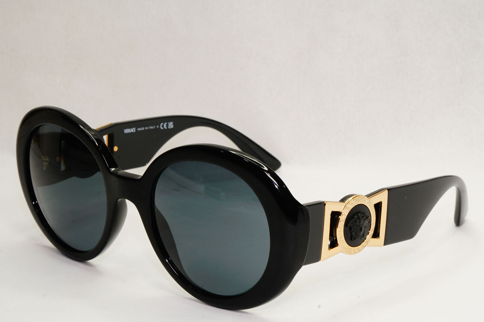 Versace Sunglasses Black Gold Medusa Round Oval Oversized MOD VE 4414 GB1/87