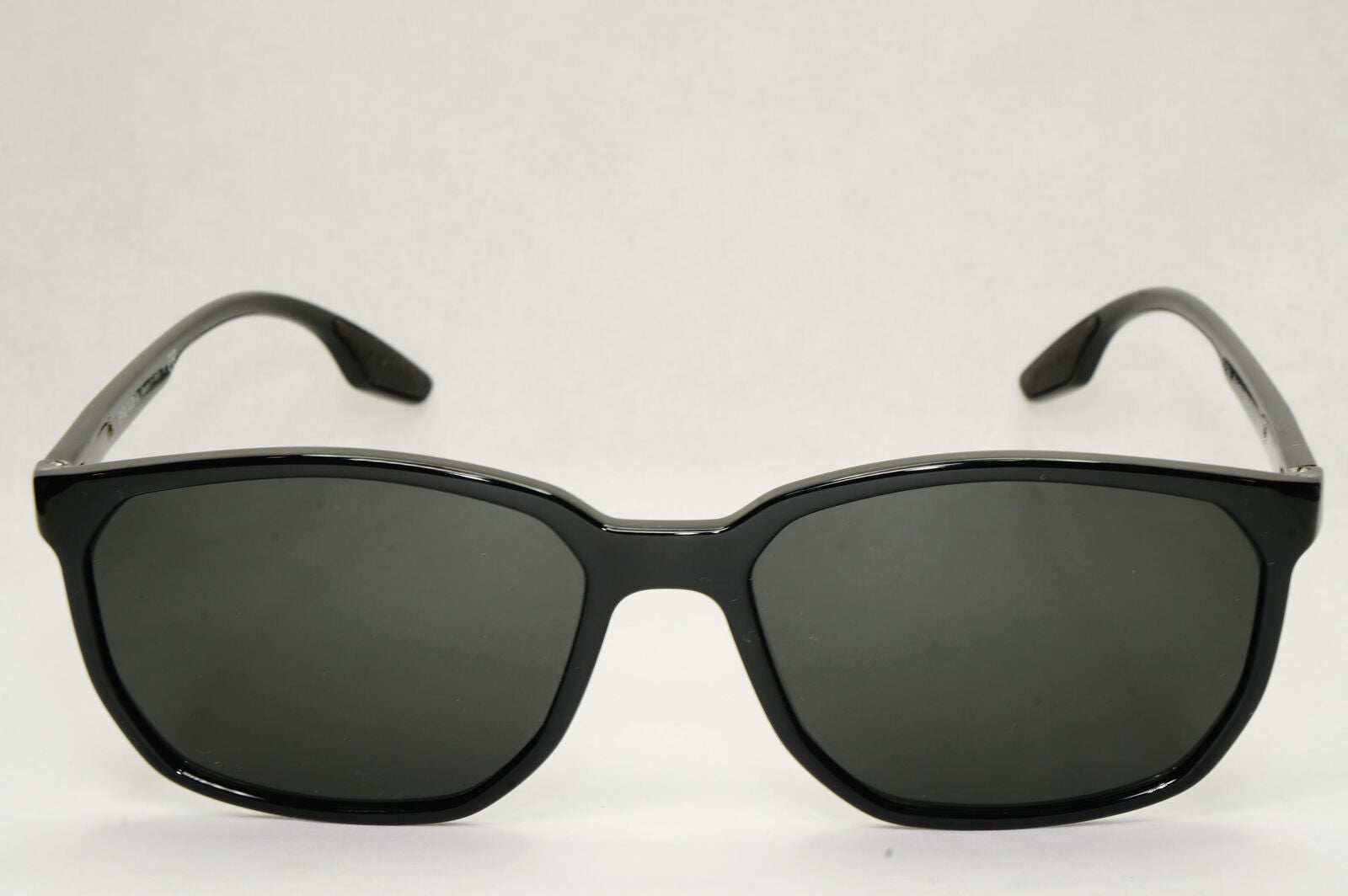 Prada Sunglasses Black Glossy Square Red Stripe PS03MV VPS 03M 1AB-1O1 55mm