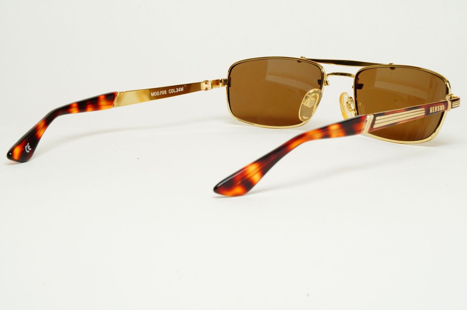 Versus Sunglasses 1996 by Gianni Versace Vintage Rectangle Brown MOD F06 COL 34M