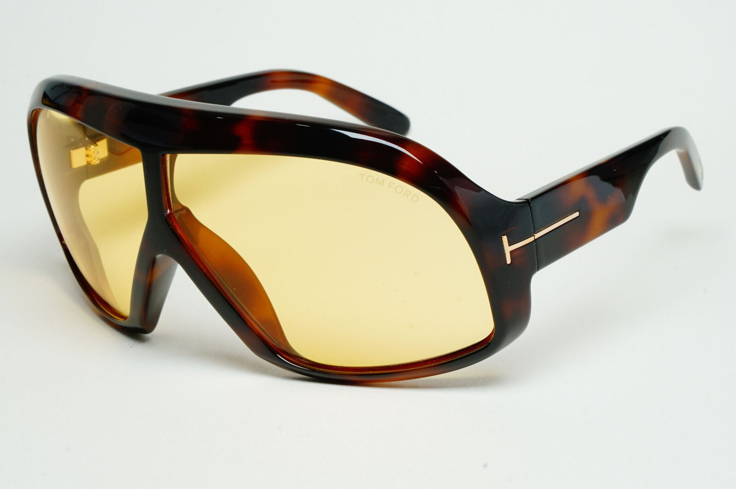 Tom Ford Sunglasses Cassius Brown Tortoise Yellow Wrap Visor FT0965 TF 965 52E