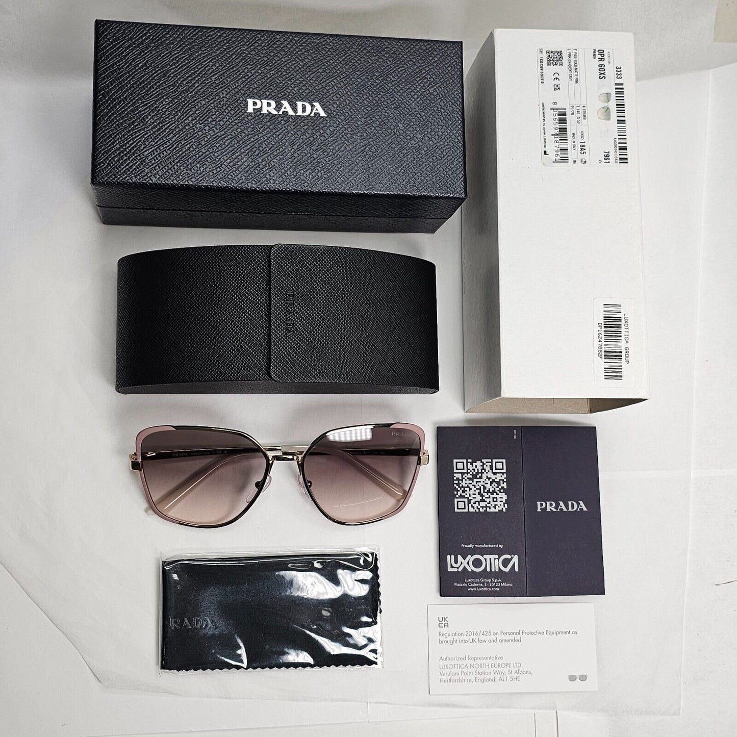Prada Sunglasses Gold Square Metal Grey Pink Gradient PR60XS SPR 60X 07B-4K0