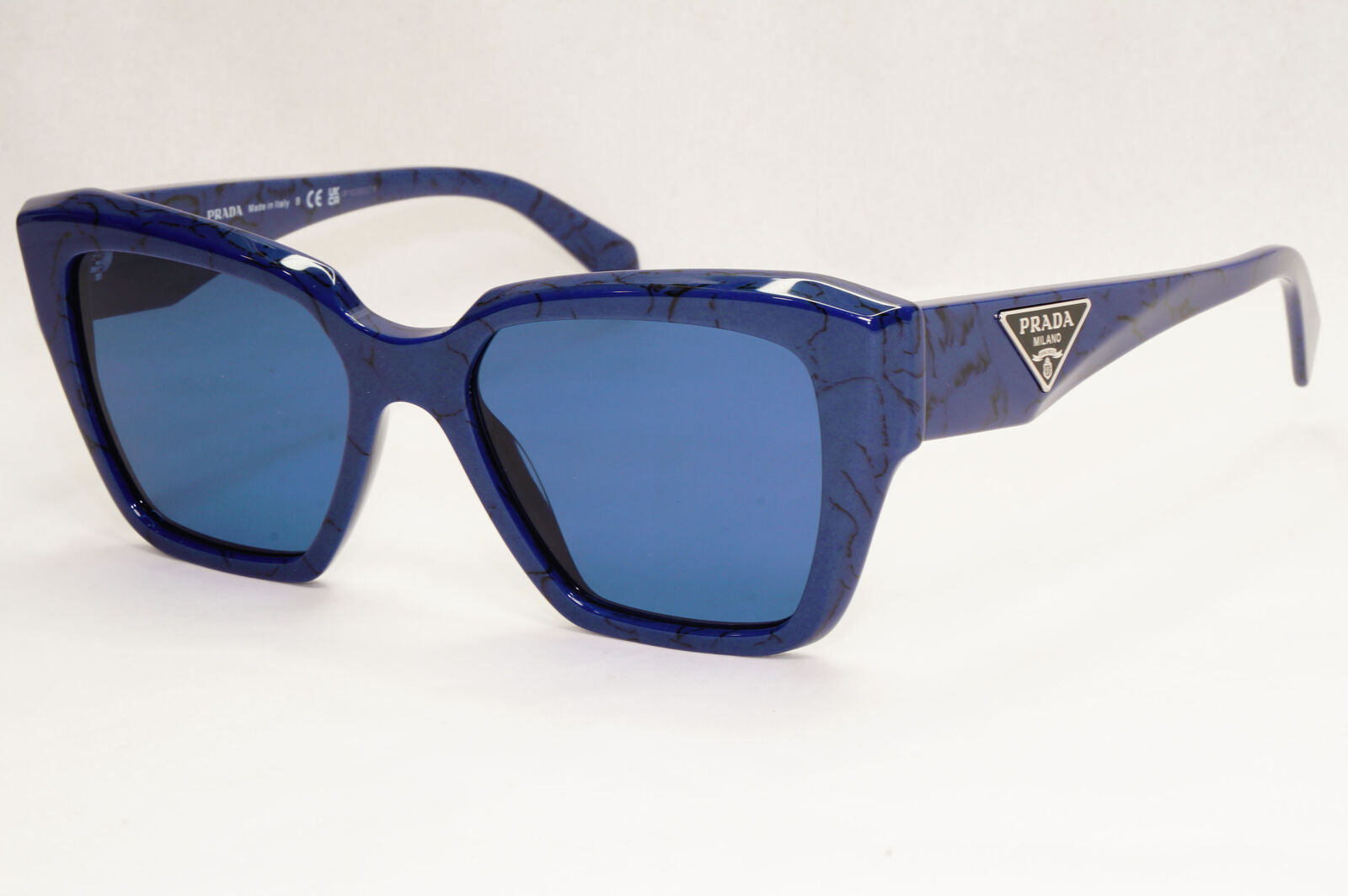 Prada Sunglasses Blue Triangle Symbole Marble Square PR09ZV VPR 09Z 18D-1O1 51mm