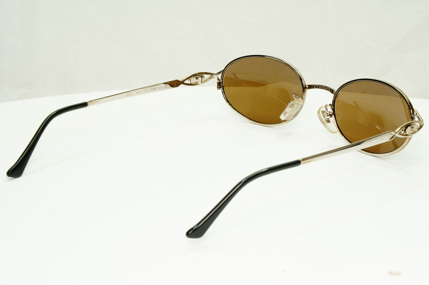 Gianni Versace 1995 Sunglasses Vintage Silver Brown Oval MOD H41 COL 26M