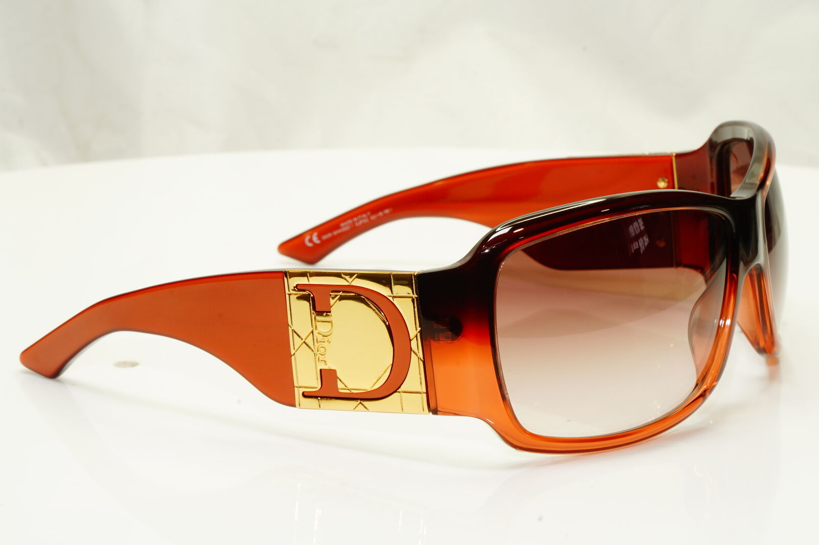 Authentic Dior Womens Rectangle Sunglasses Brown Havana Gold Shaded 1 QJPS2
