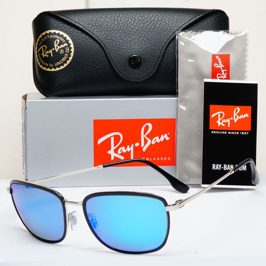 Ray-Ban Sunglasses Polarized Chromance Blue Black Silver RB 3705 9144/4L 60mm