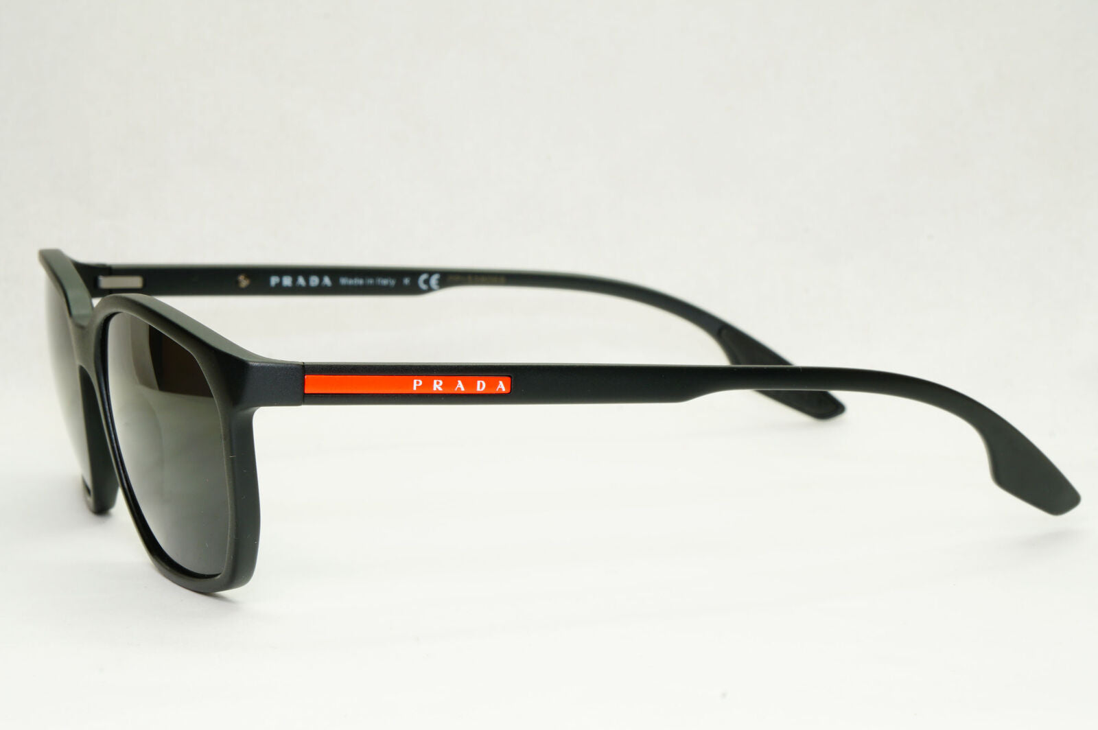 Prada Sunglasses Black Matte Square Red Stripe PS03MV VPS 03M 1BO-1O1 53mm