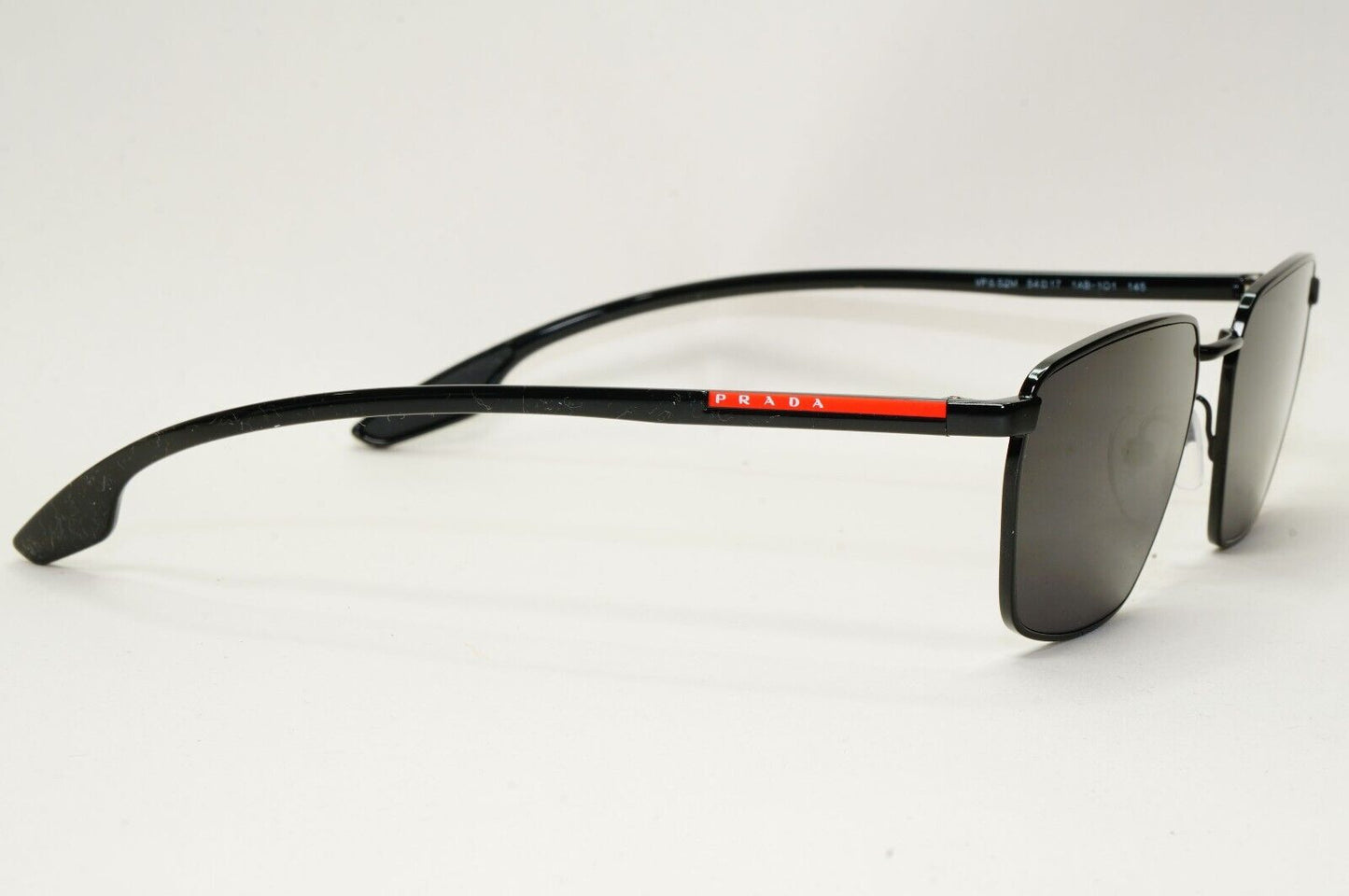 Prada Sunglasses Black Glossy Square Angular Rossa PS52MV VPS 52M 1AB-1O1 54mm