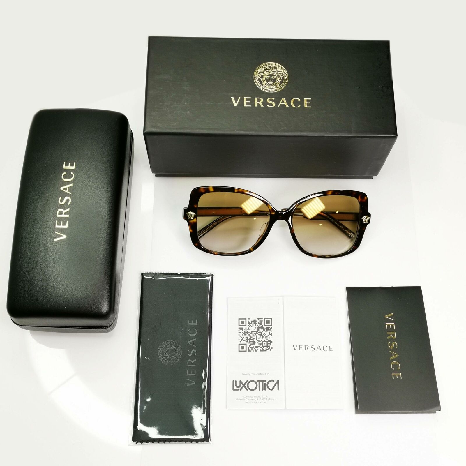 Authentic Versace Womens Square Sunglasses Brown Havana Gold 4390 F 108/6E