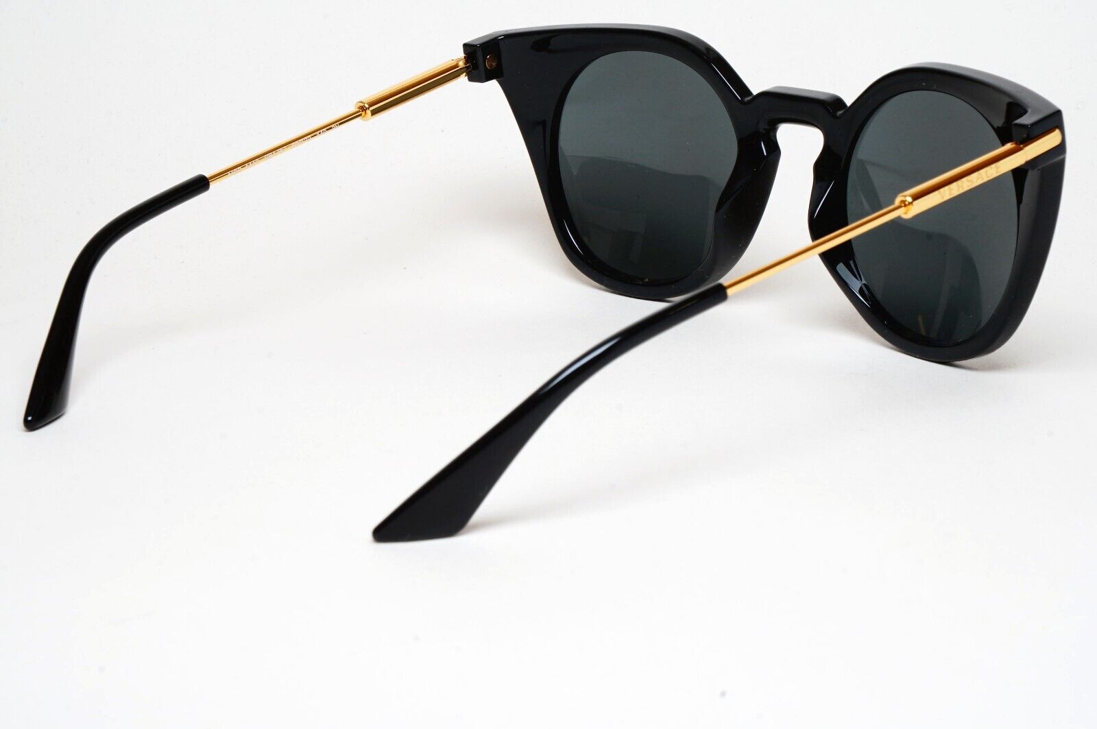 Versace Sunglasses Black Gold Cat Eye Medusa Dark Grey MOD VE 4410 GB1/87 60mm