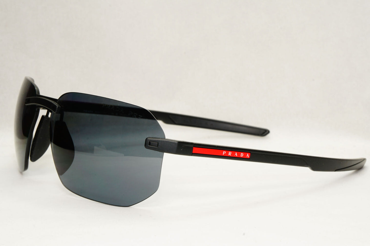 Prada Sunglasses Polarized Wrap Rimless Black PS09WS SPS 09W DG0-02G 62mm