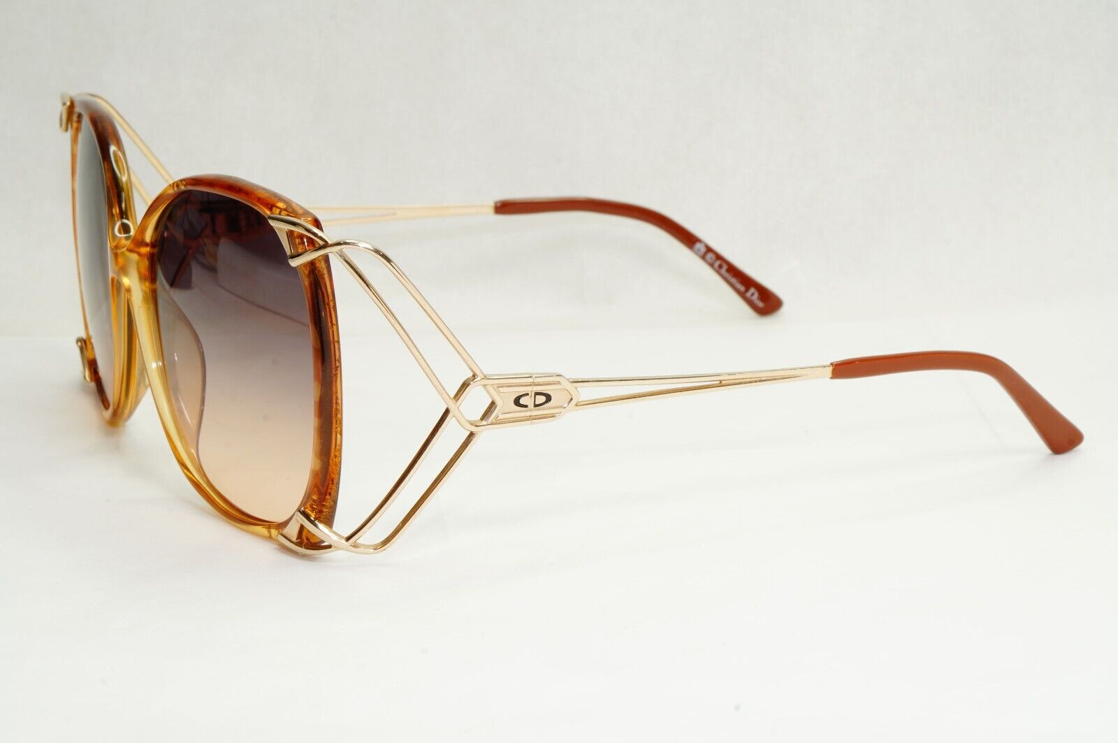 Dior Sunglasses 1990s Vintage Germany Gold Brown Grey Square 2543 11 55mm 270324
