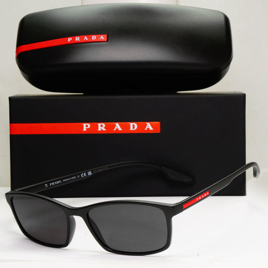 Prada Sunglasses Black Rectangle Square Matte PS04MV VPS 04M 1AB-1O1 56mm