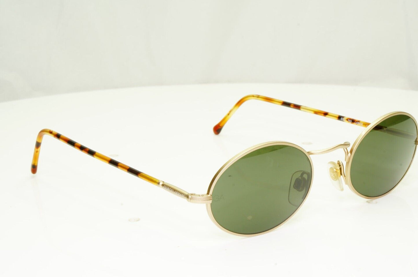 Giorgio Armani 1997 Vintage Sunglasses Gold Brown Green Glass Lens 650 703 50mmA