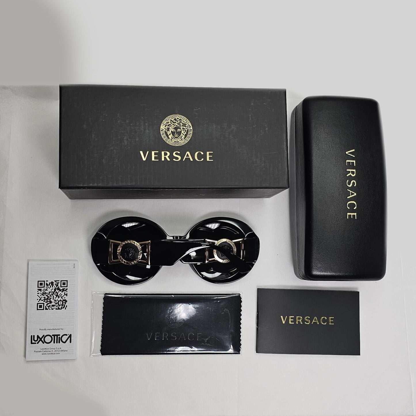 Versace Sunglasses Black Gold Medusa Round Oval Oversized MOD VE 4414 GB1/87