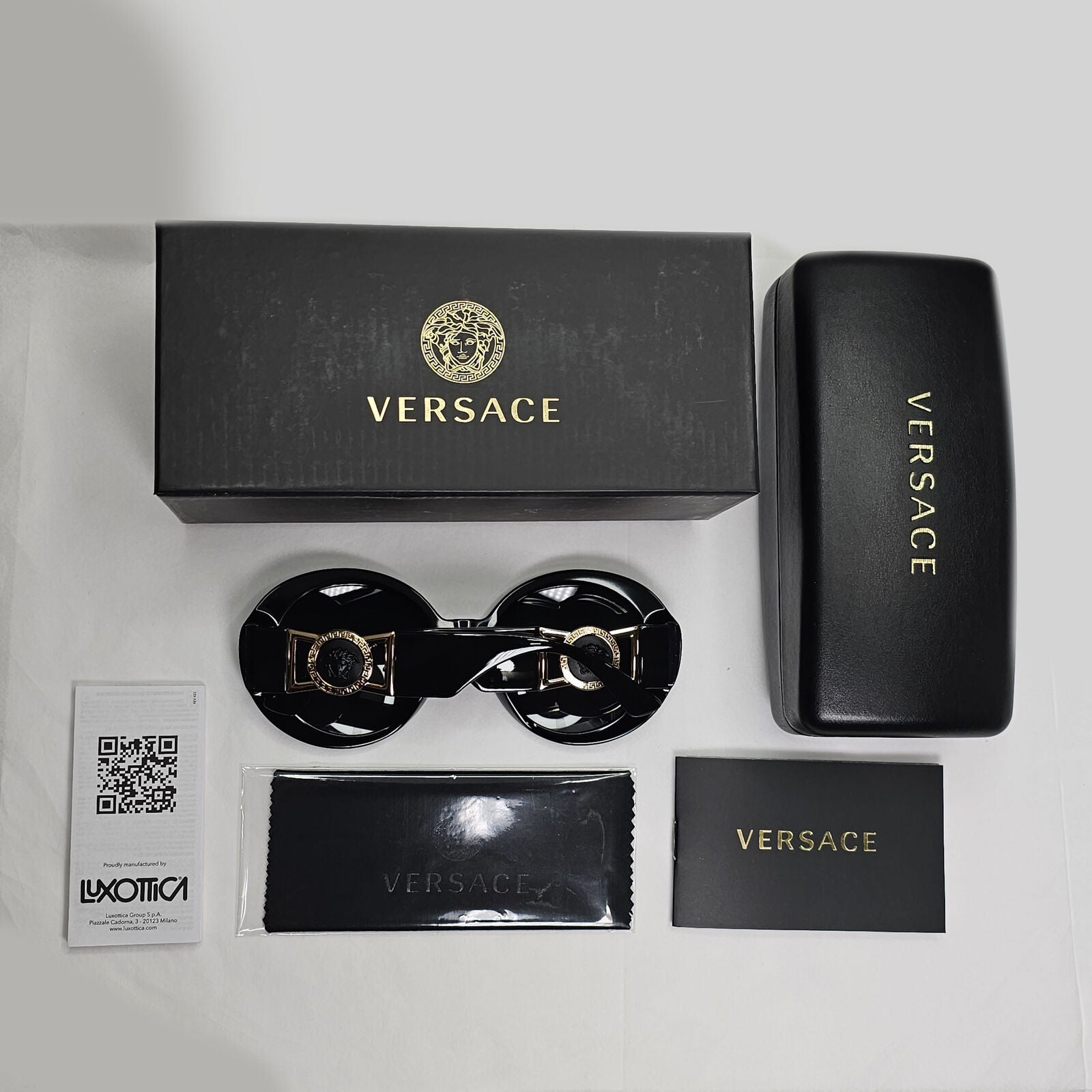 Versace Sunglasses Black Gold Medusa Round Oval Oversized MOD VE 4414 GB1/87