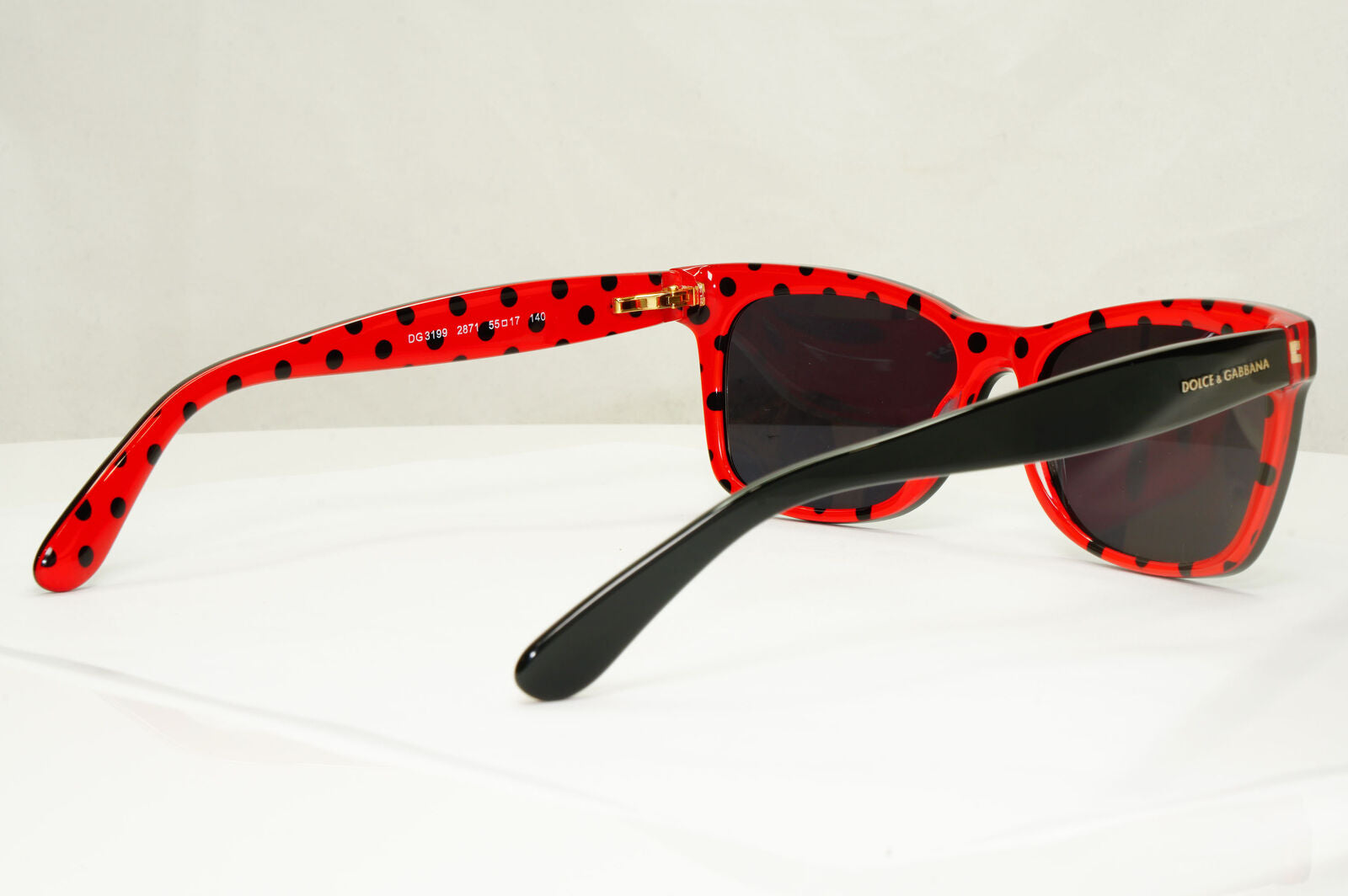 Dolce & Gabbana Black Sunglasses Red Polka Dot Square DG 3199 2871 250123
