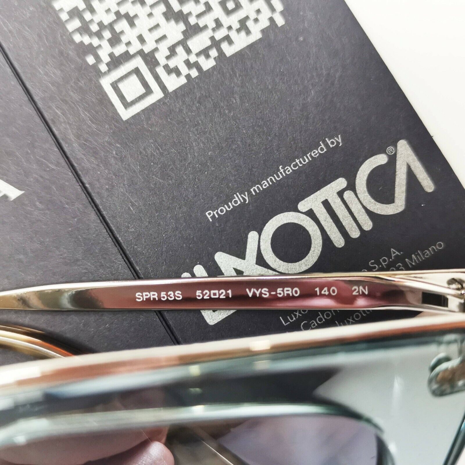 Prada Silver Blue Grey Square Sunglasses Cinema Collection Women SPR 53S VYS-5R0