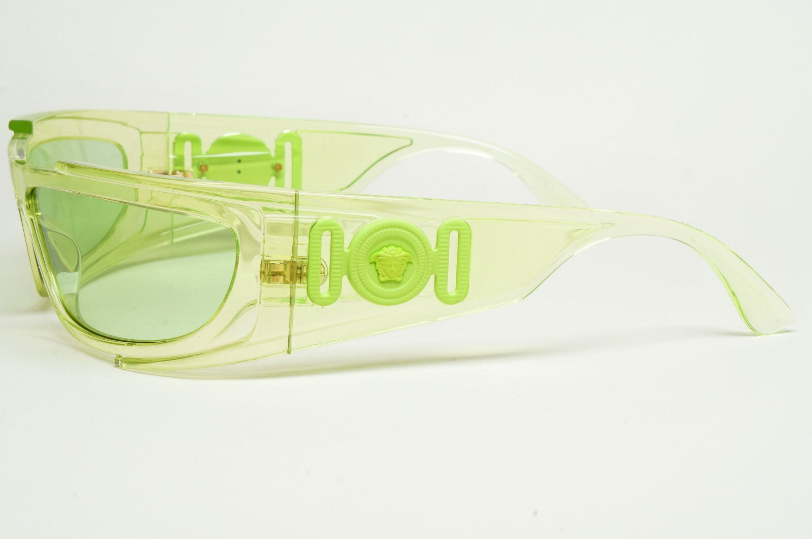 Versace Sunglasses Unisex Wrap Gold Medusa Transparent Green MOD VE 4446 5413/7
