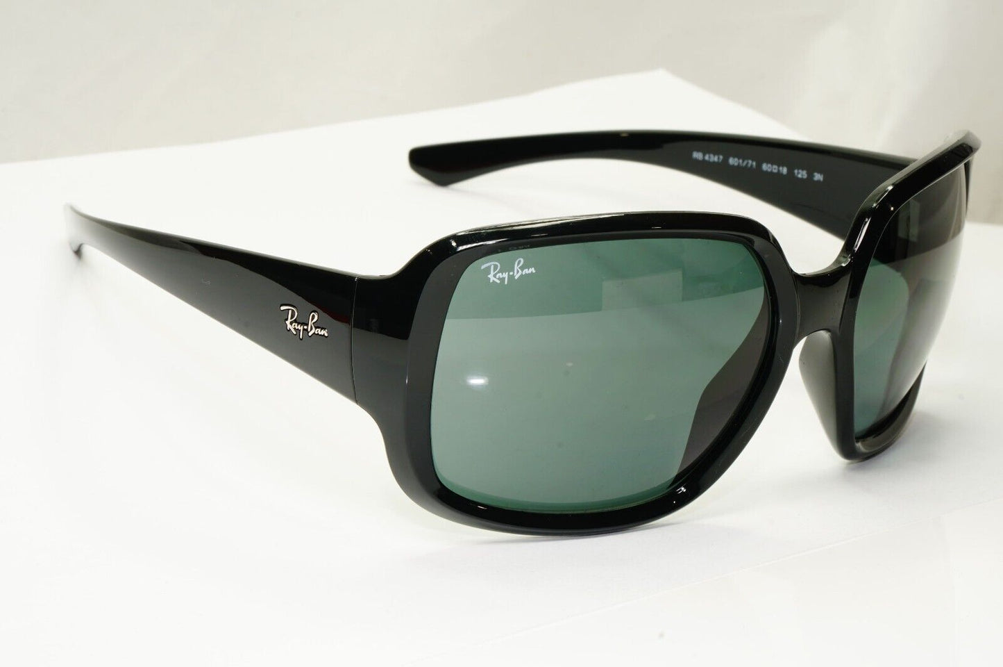 Ray-Ban Sunglasses Square Oversized Black Dark Green Powderhorn RB 4347 601/71