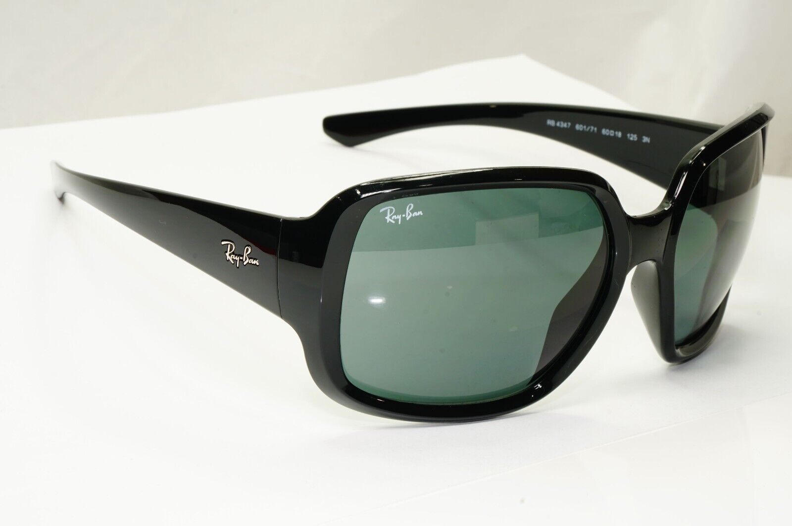 Ray-Ban Sunglasses Square Oversized Black Dark Green Powderhorn RB 4347 601/71