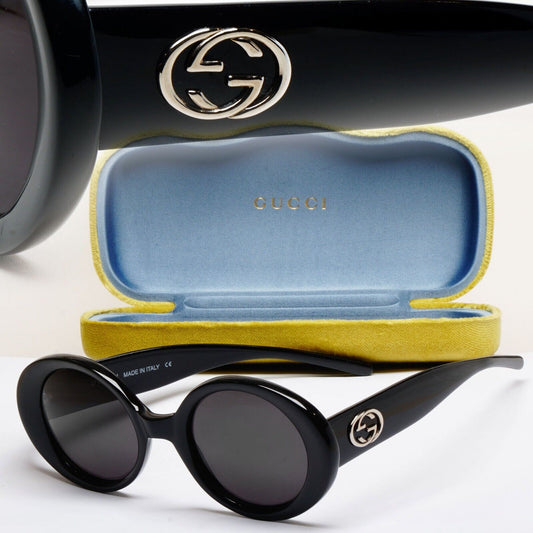 Gucci Sunglasses 1997 Vintage Black Oval Round Retro GG 2410/S 807 49mm 070125
