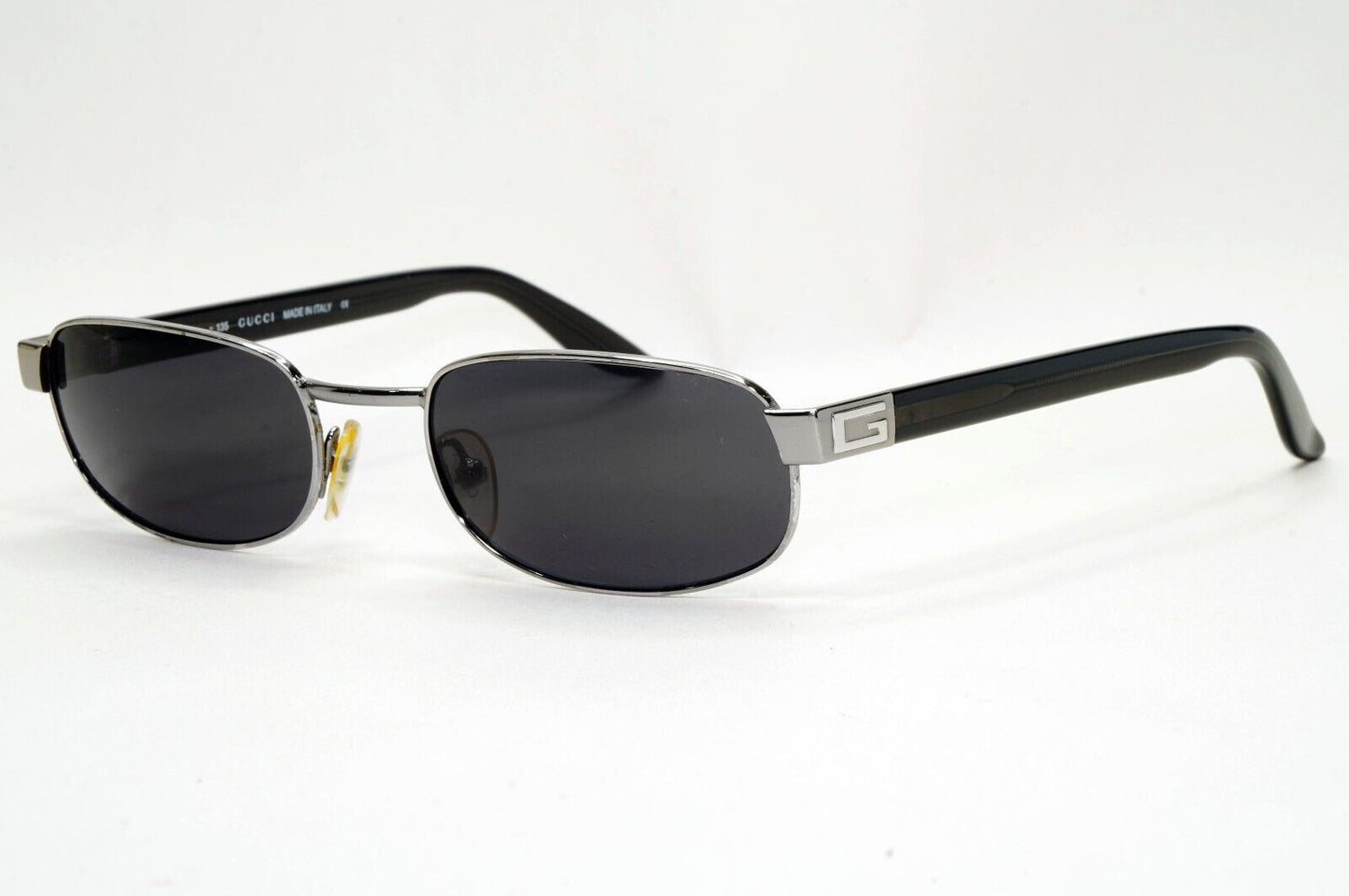 Gucci Sunglasses 1996 Vintage Black Silver Metal Rectangle GG 1639/S E4W 081124