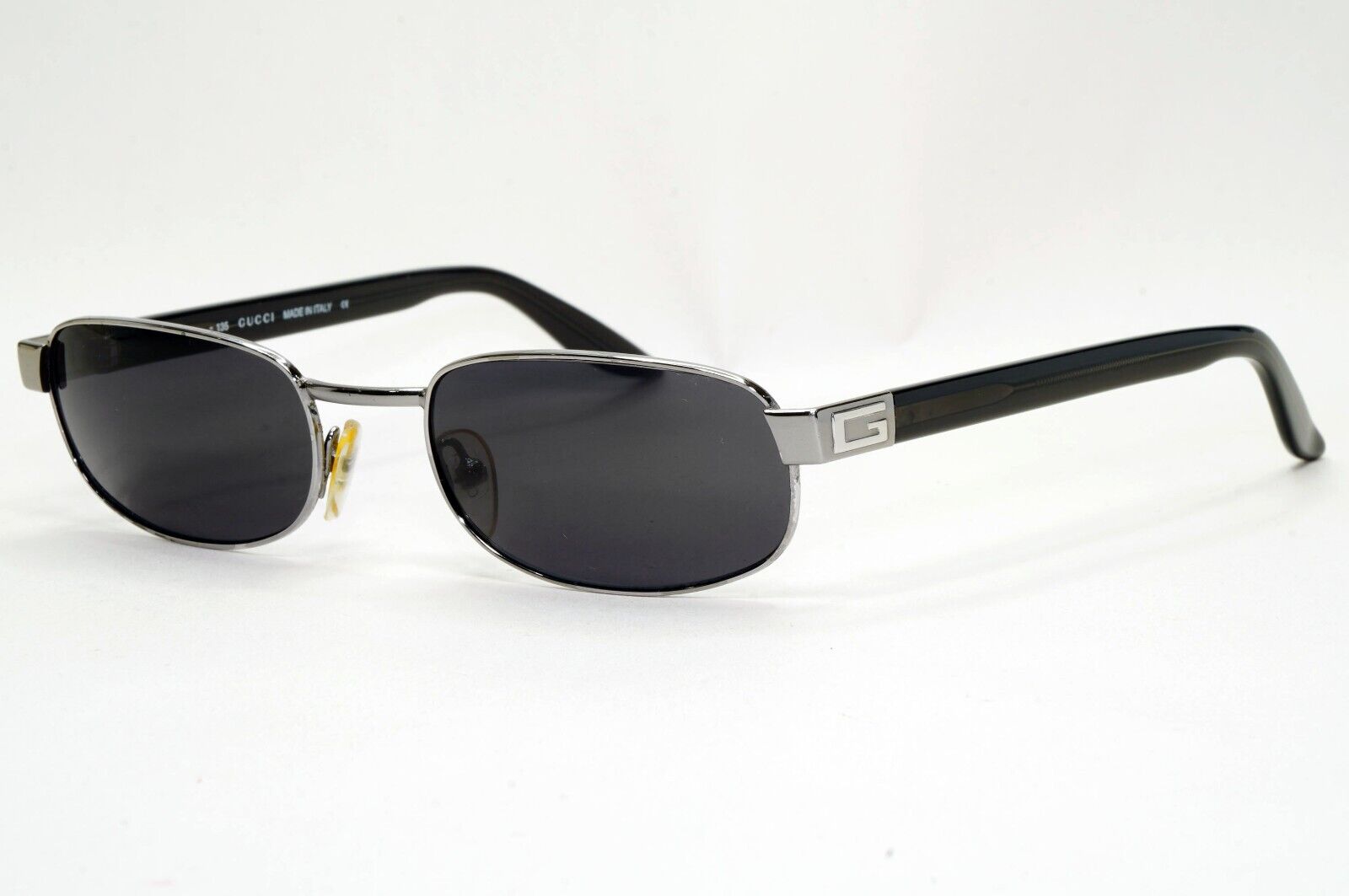 Gucci Sunglasses 1996 Vintage Black Silver Metal Rectangle GG 1639/S E4W 081124