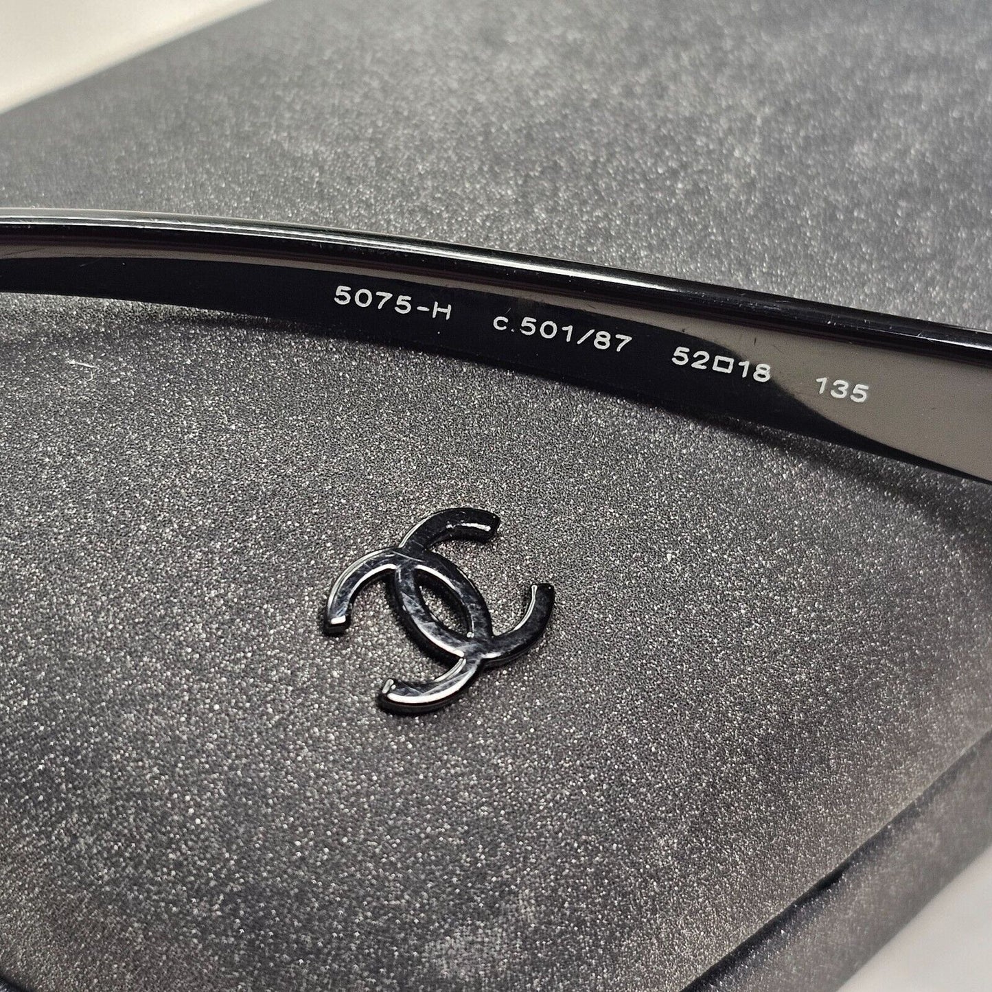 Chanel Sunglasses 2008 Vintage Black Mother of Pearl Small 5075-H c501/87 051124