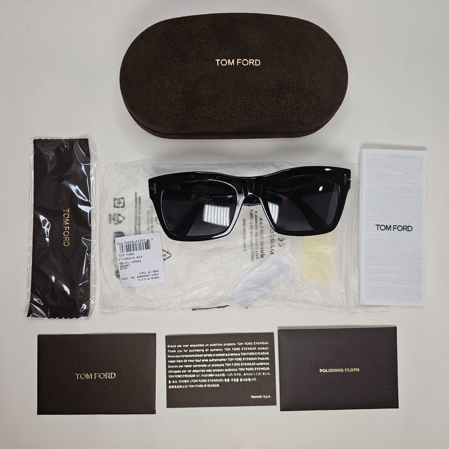 Tom Ford Sunglasses Black Glossy Square Gold Nico FT1062 TF 1062 01A 56mm [A]