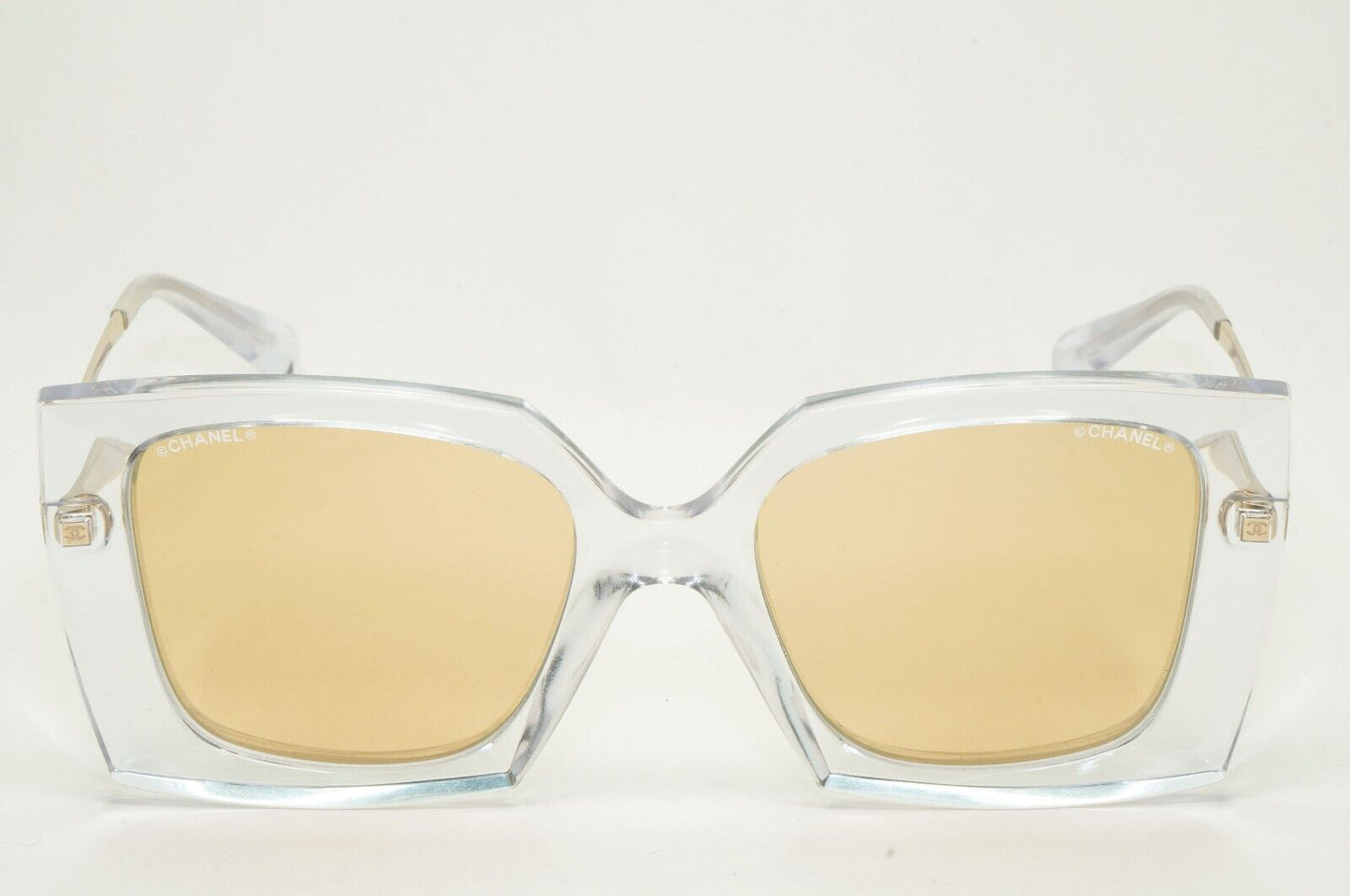 Chanel Sunglasses Gold Mirror Transparent Square 6051 c.660/T6 53mm
