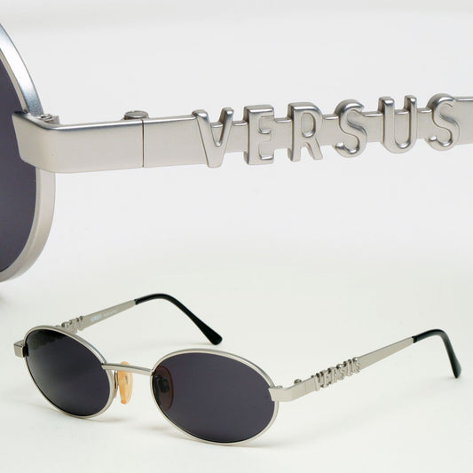 Versus Sunglasses 1996 by Gianni Versace Vintage Silver Oval MOD R26 COL 22M