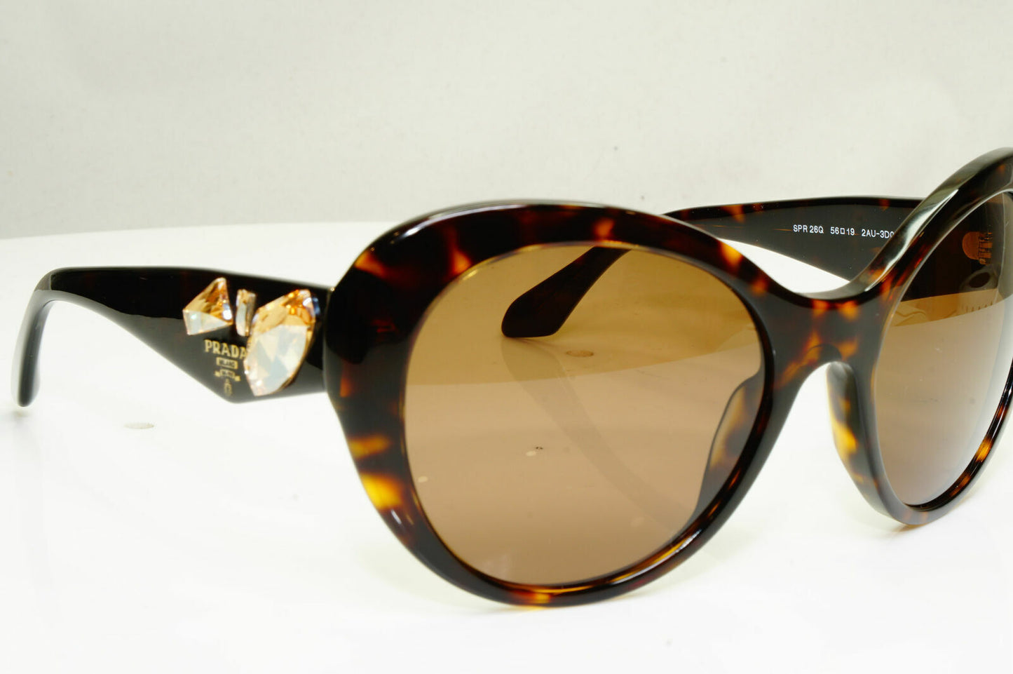 Prada Sunglasses Gem Topaz Brown Tortoise Large Square SPR 26Q 2AU-3DO 30262