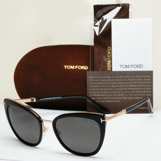 Tom Ford Sunglasses Simona Polarized Black Gold Grey FT0717 TF 717 01A