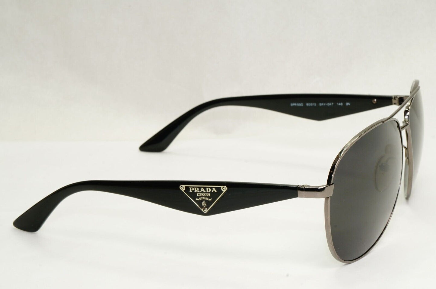 Prada Sunglasses Triangle Logo Pilot Gunmetal Black PR53QS SPR 53Q 5AV0A7 270324