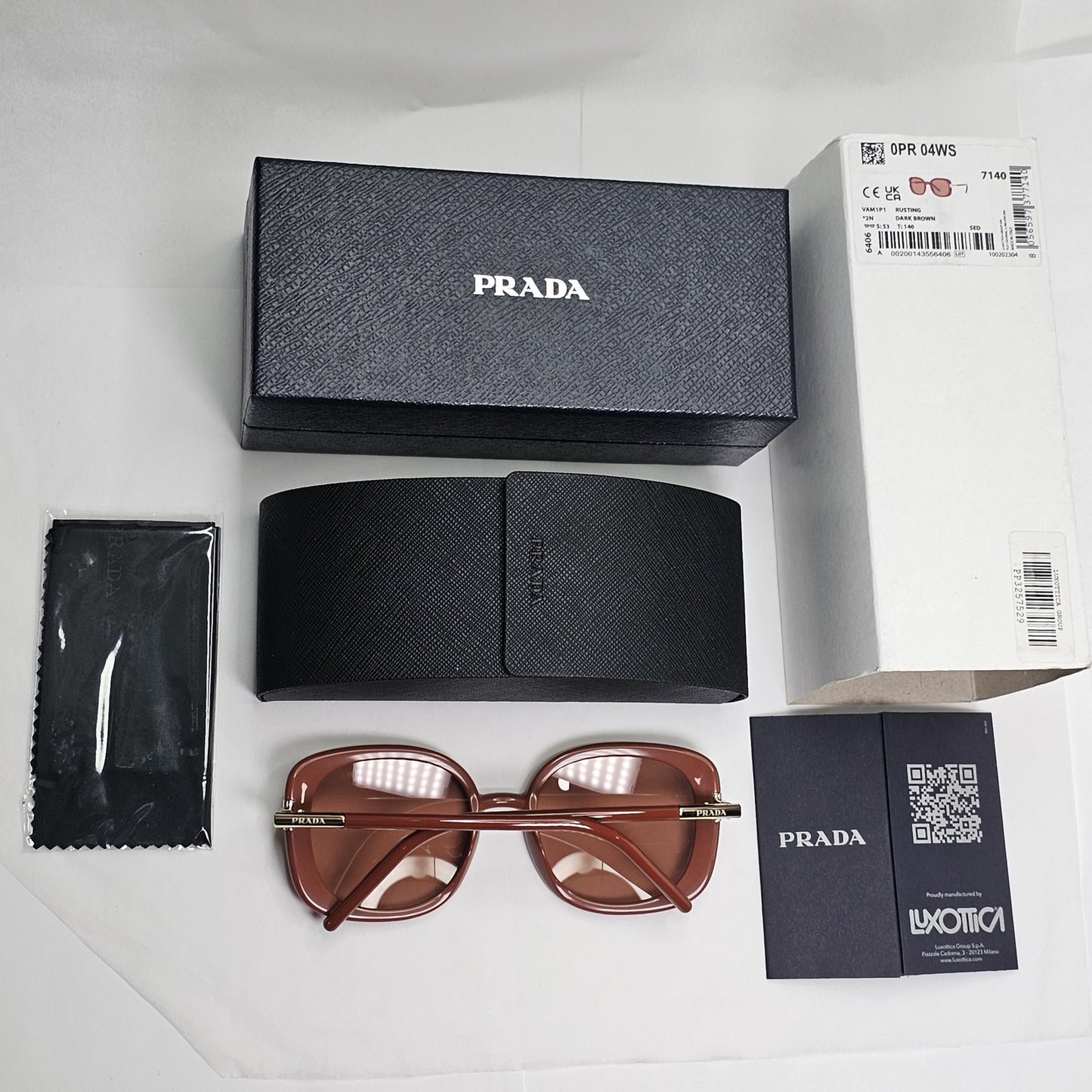 Prada Sunglasses Brown Square Gold PR04WS SPR 04W VAM-1P1 53mm