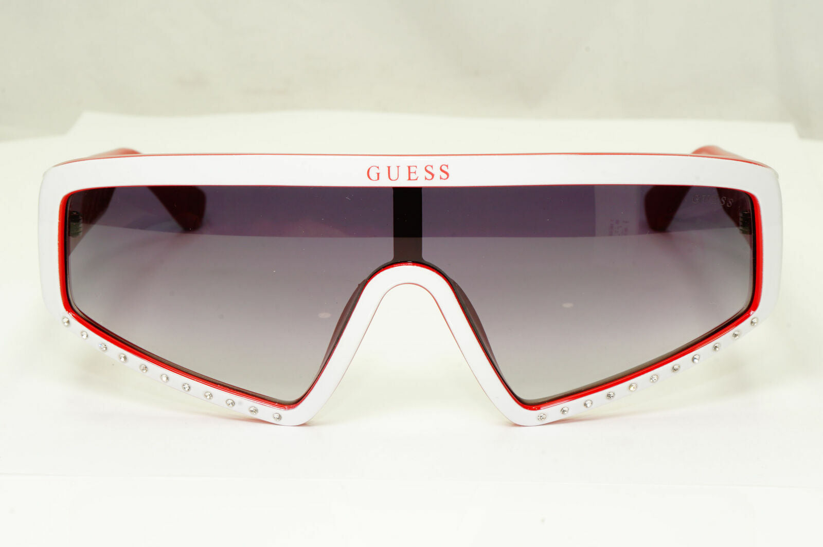 Guess Sunglasses Shield Visor Mens Womens  White Red Grey GU 7695-S 21B Blogger