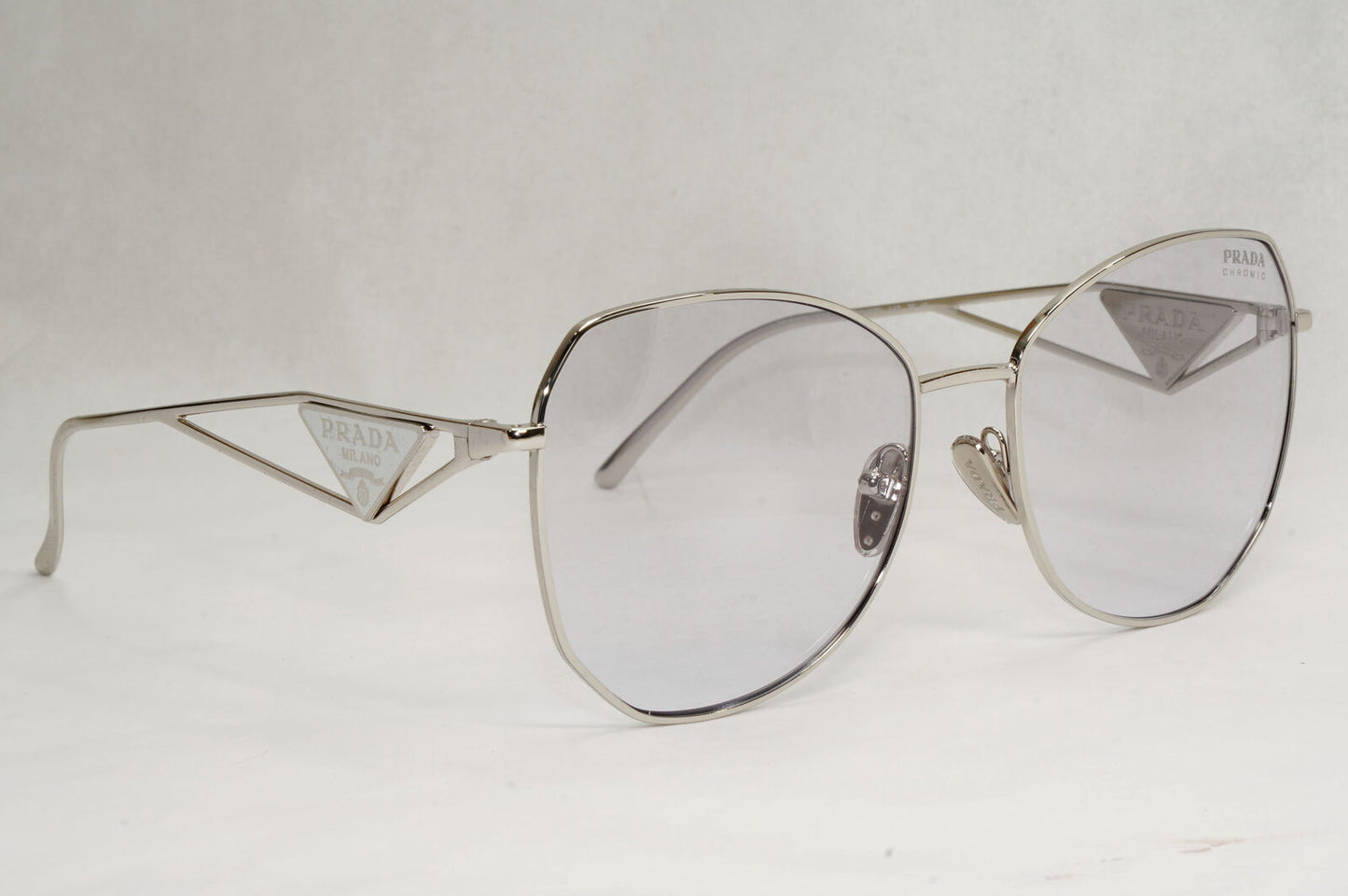 Prada Sunglasses Photochromic Grey Silver Triangle PR57YS SPR 57Y 1BC-07D