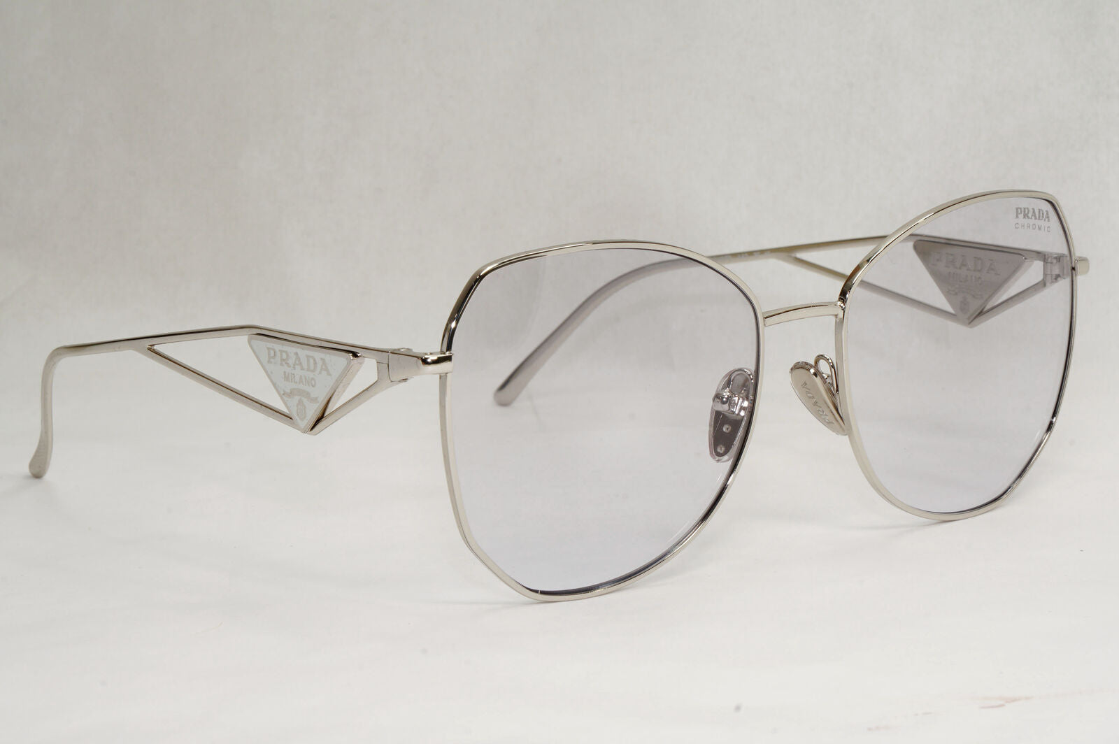 Prada Sunglasses Photochromic Grey Silver Triangle PR57YS SPR 57Y 1BC-07D