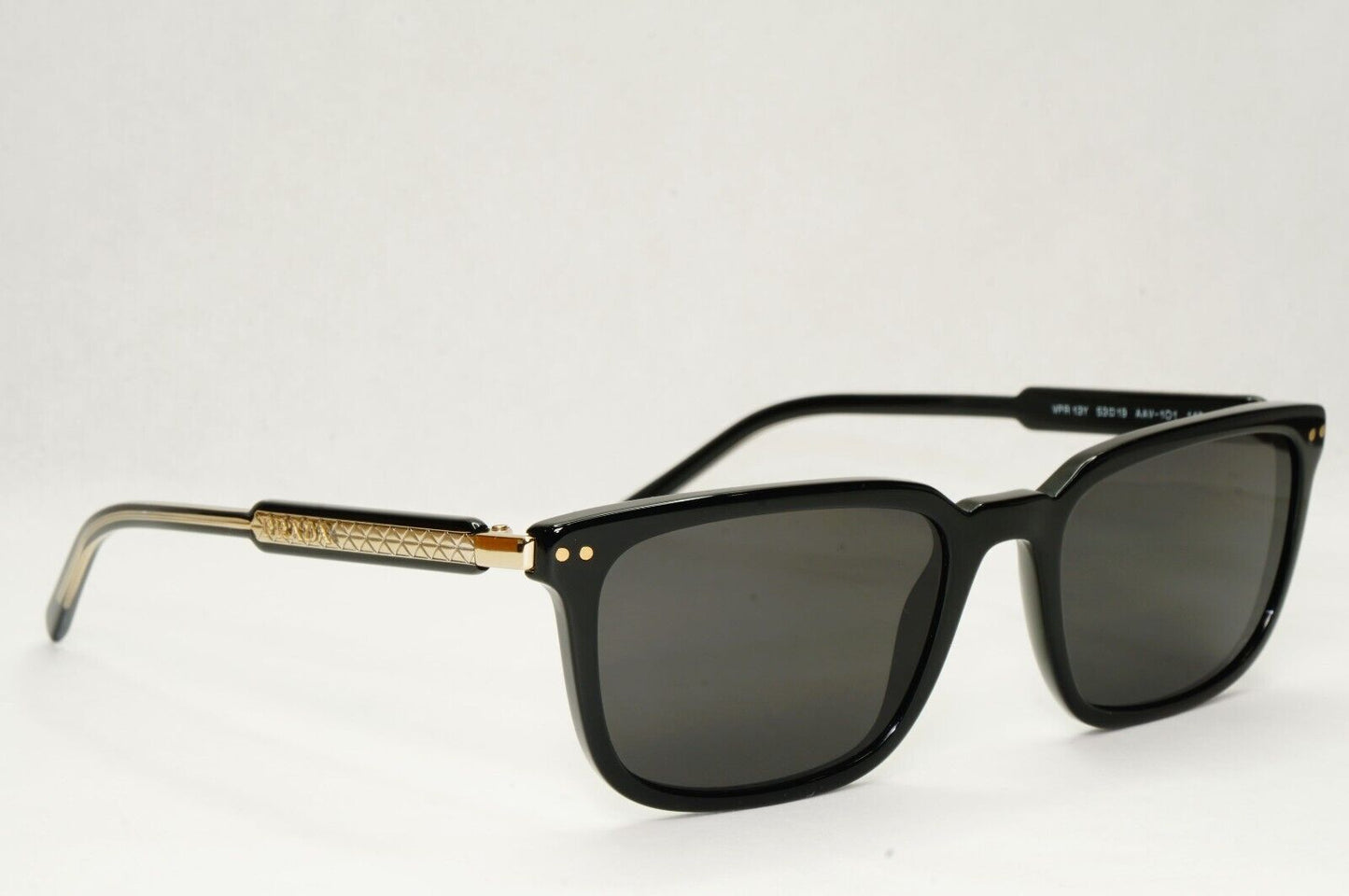 Prada Sunglasses Black Gold Square Glossy Fashion PR13YV VPR 13Y AAV-1O1 53mm