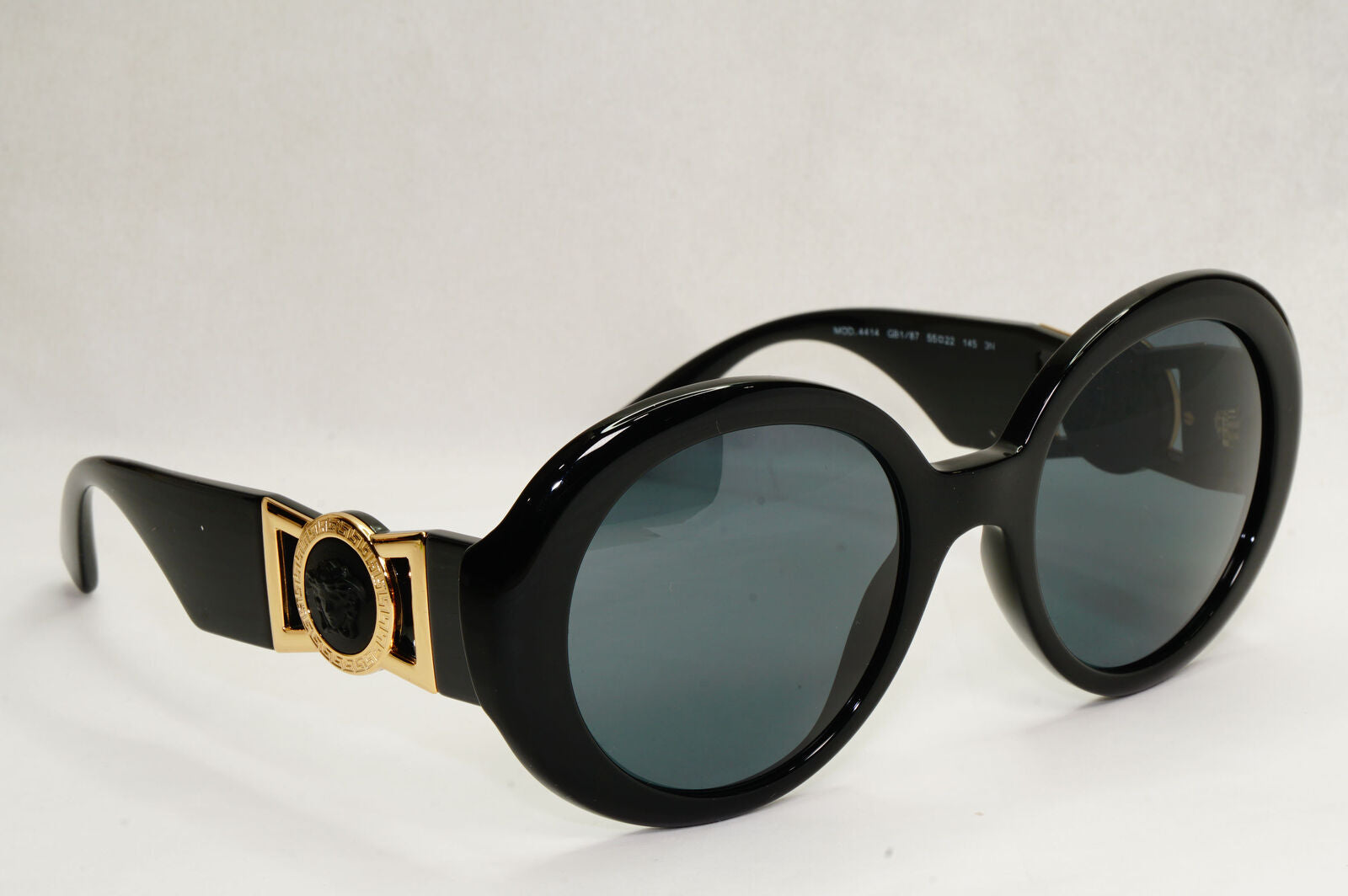 Versace Sunglasses Black Gold Medusa Round Oval Oversized MOD VE 4414 GB1/87