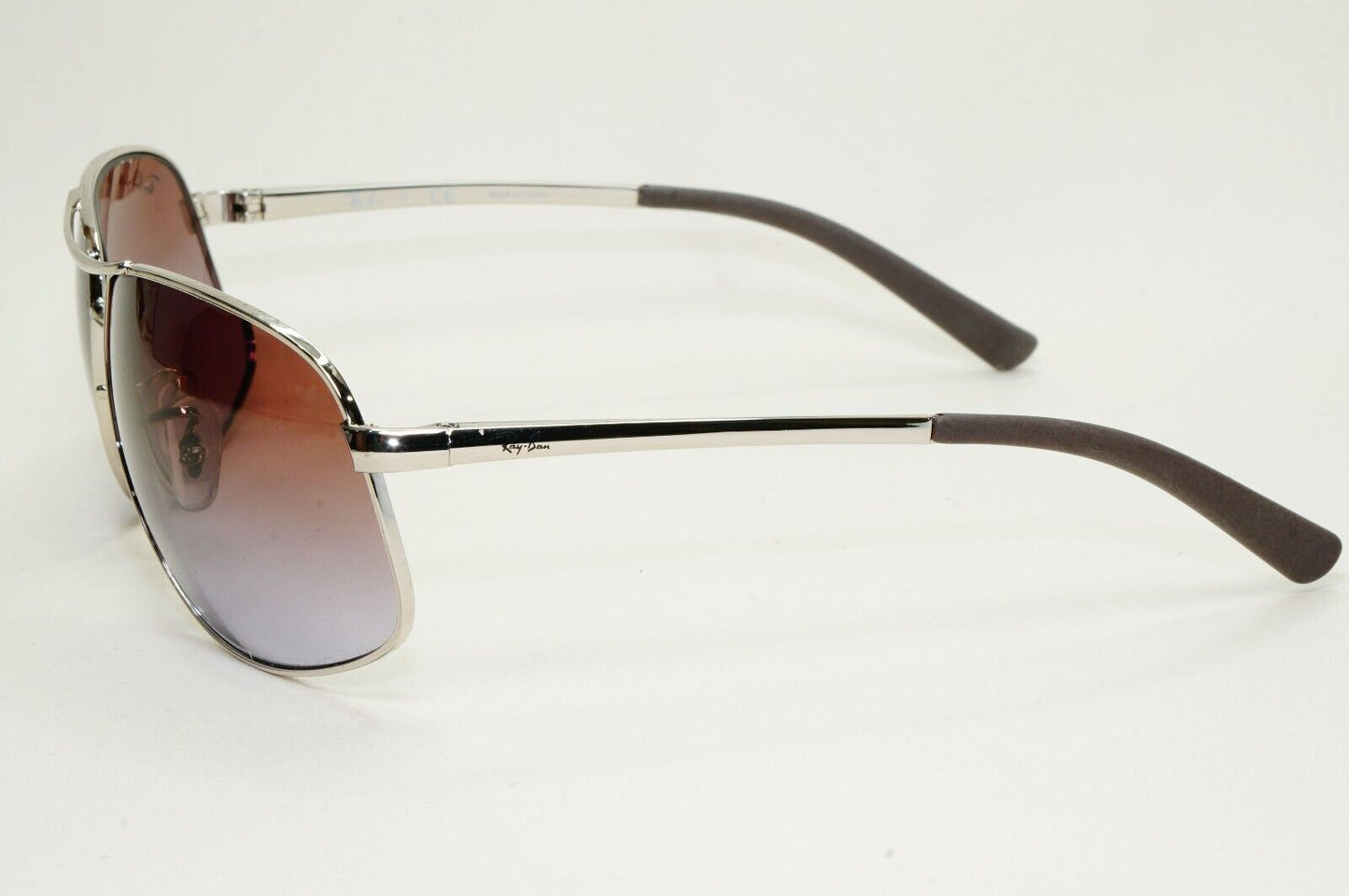 Ray-Ban Sunglasses 2013 Vintage Silver Brown Grey Wrap Pilot RB 3387 003/68 64mm
