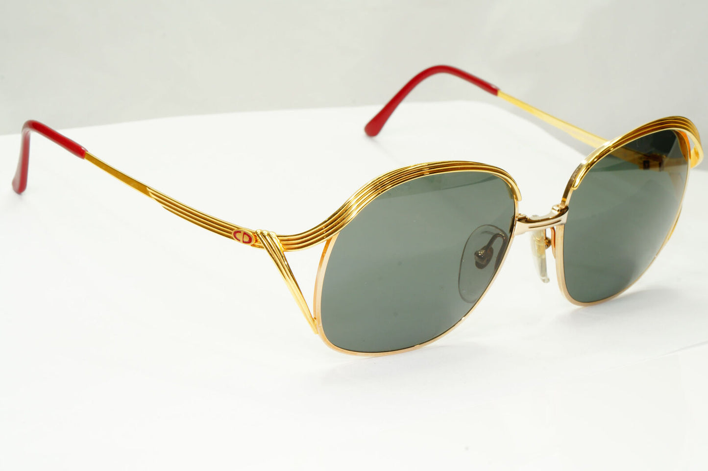 Dior 1990s Vintage Sunglasses Austria Metal Gold Grey Green 2474 44 071222
