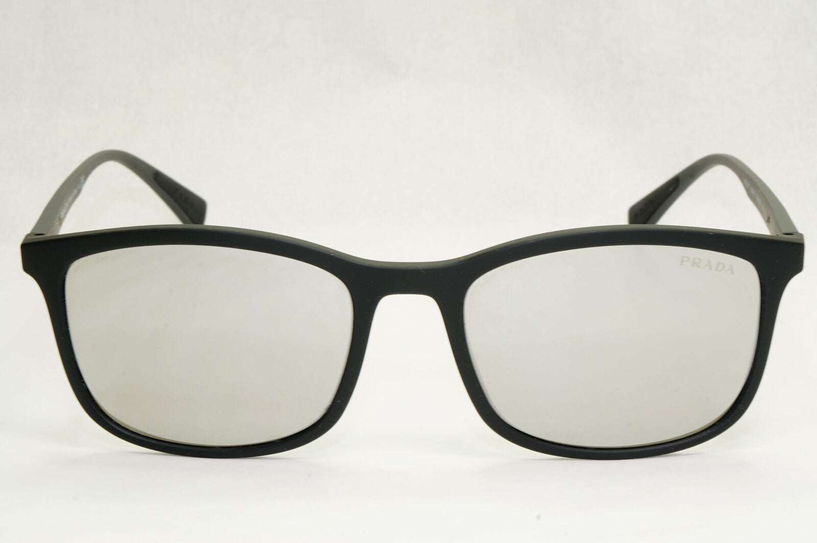 Prada Sunglasses Black Silver Mirror Square PS01TS SPS 01T DG0-2B0 56mm 050124