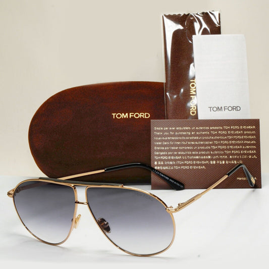 Tom Ford Sunglasses Riley-02 Gold Pilot Grey Gradient Metal FT0825 TF 825 28B