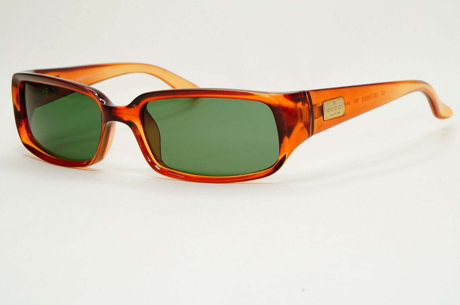 Gucci Sunglasses 1999 Vintage Brown Honey Green Rectangle GG 2455/S T8V 131024