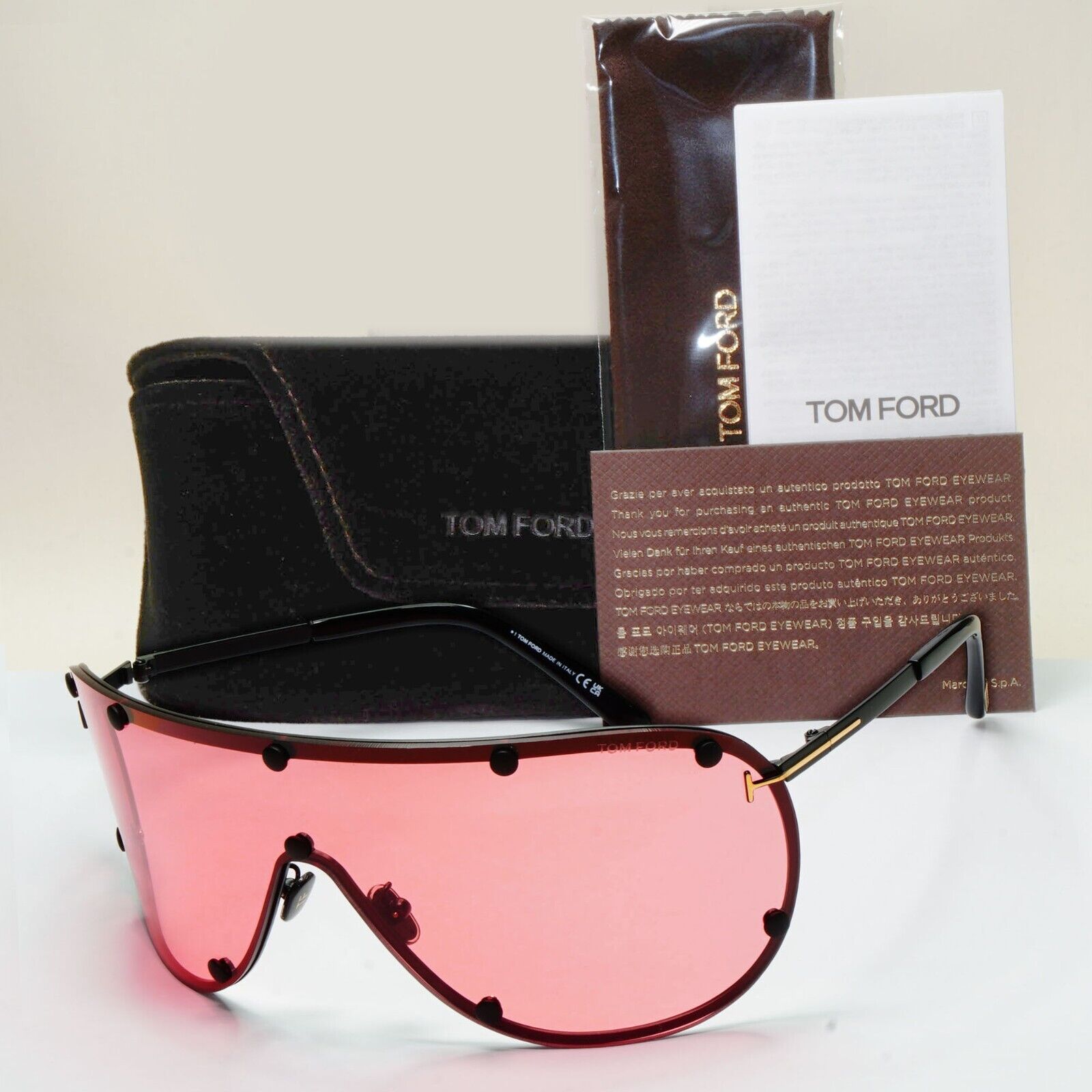 Tom Ford Sunglasses Kyler Red Bordeaux Black Shield Unisex FT1043 TF 1043 02S