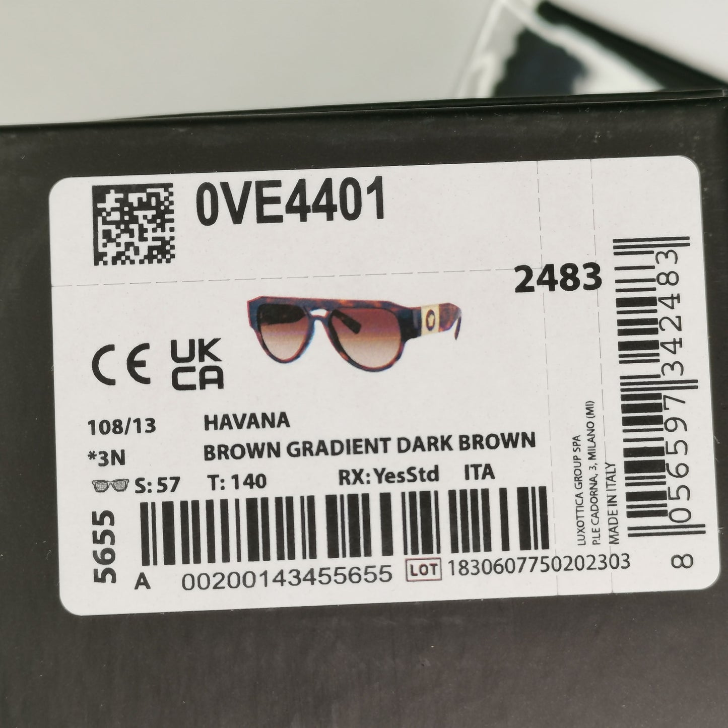 Versace Sunglasses Gold Medusa Brown Tortoiseshell Square MOD VE 4401 108/13
