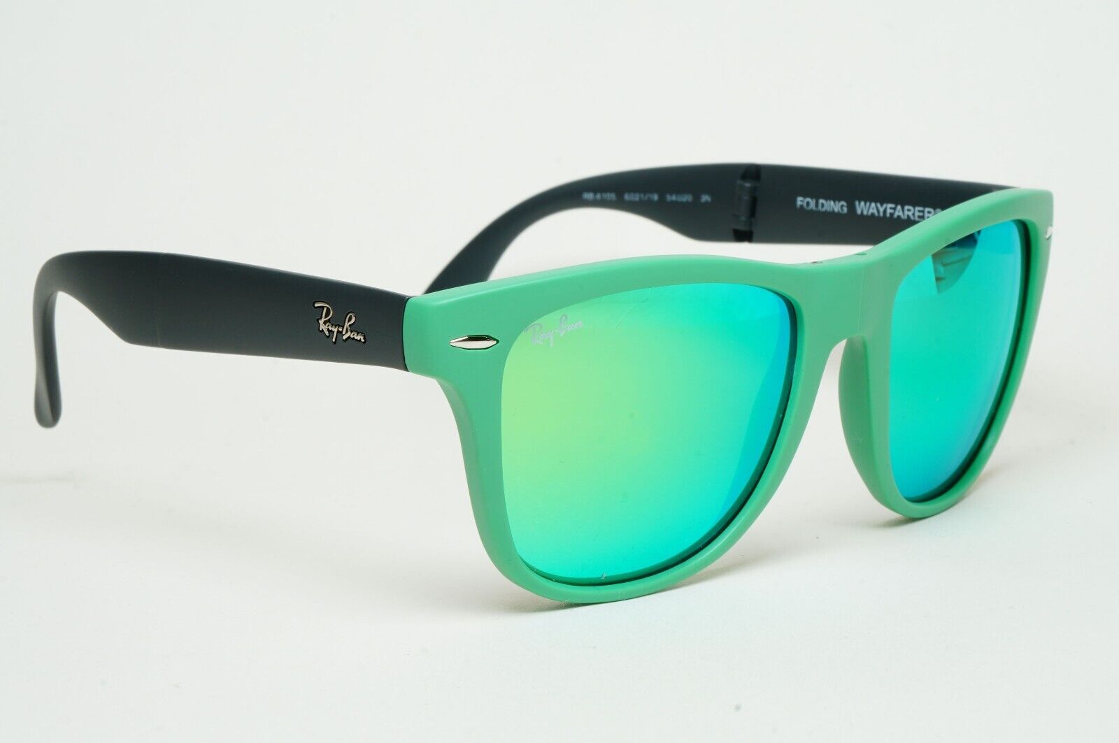 Ray-Ban Sunglasses Folding Wayfarer Green Mirror Black RB 4105 6021/19 54mm