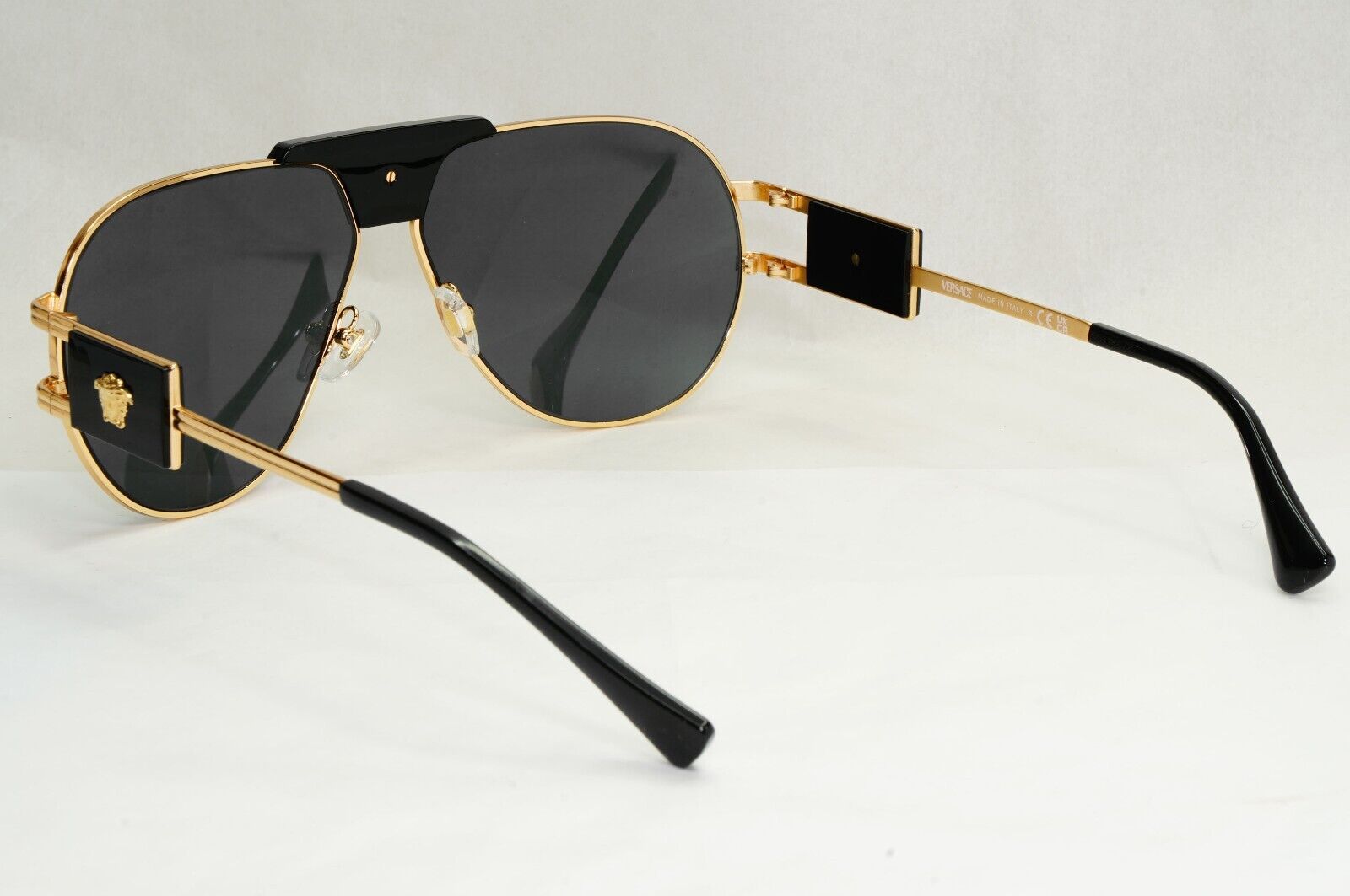 Versace Sunglasses Gold Black Grey Metal Pilot MOD VE 2252 1002/87 63mm